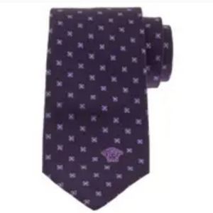 NIP Versace Purple Plum Geometric Flower Silk Tie